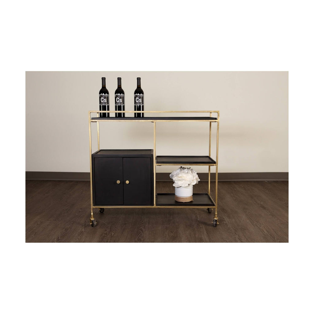 Black 3 Shelf 2 Door Cabinet Bar Cart M574154