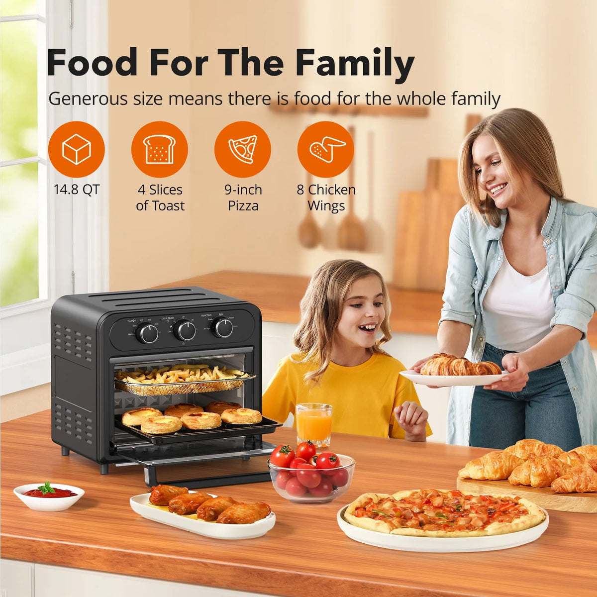 1700W 14.8 Quart 9 in 1 Air Fryer Oven K5069