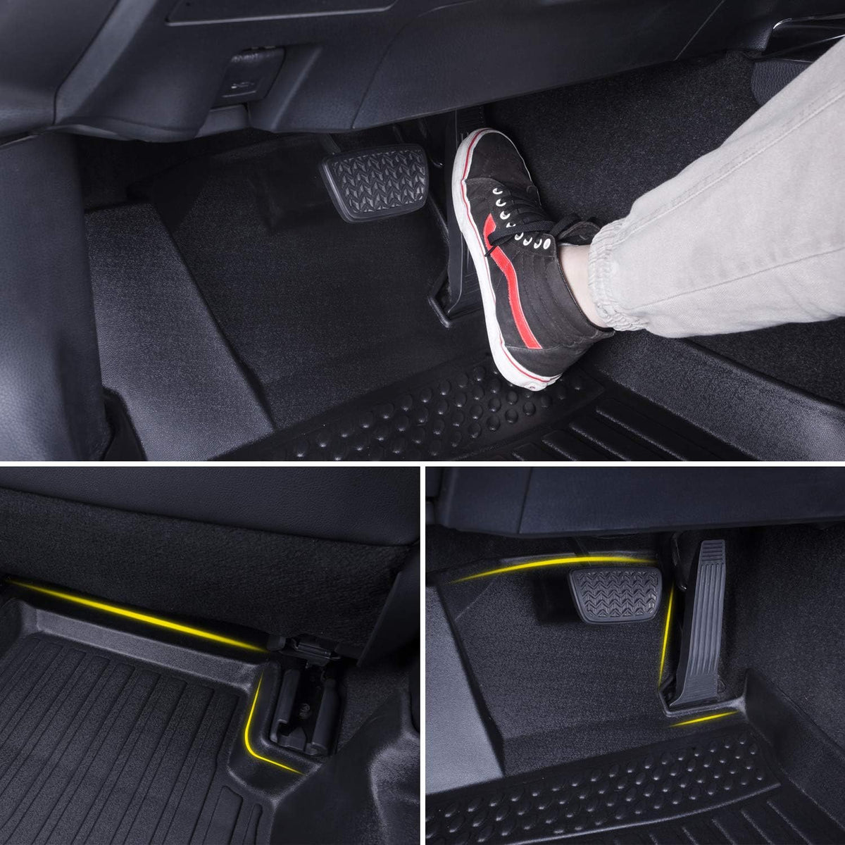 Black Heavy Duty All Weather Floor Mats Liners for Car Front and Rear O9062