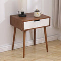 Light Fraxinus Mandshurica White Side End Table Nightstand with Drawer K699761