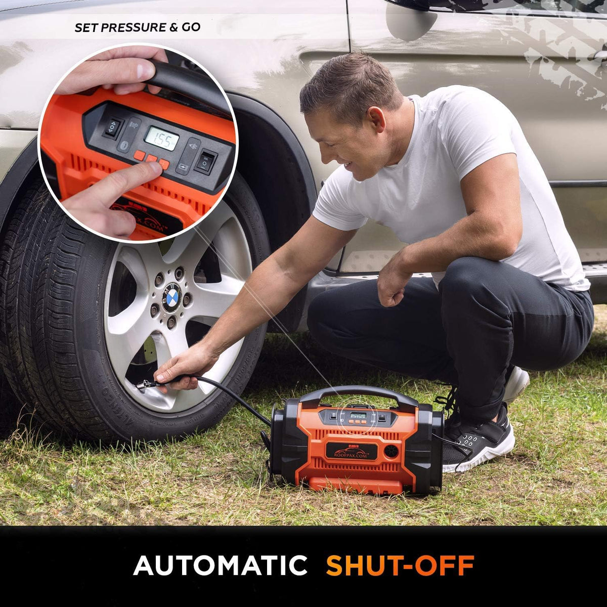 Heavy Duty Portable Tire Inflator with Pressure Gauge F903