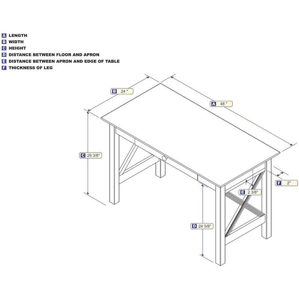 Solid Wood 1-Drawer Writing Desk R219075