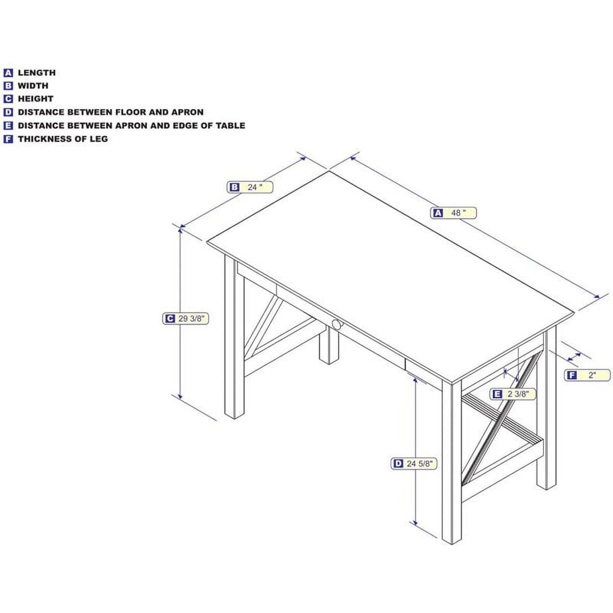 Solid Wood 1-Drawer Writing Desk R219075