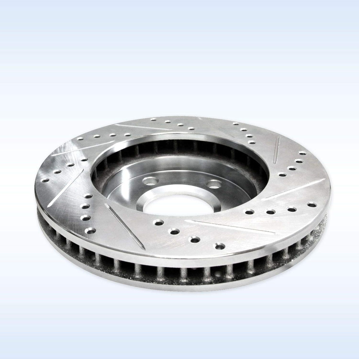 Silver Drilled Slotted Brake Rotors and Semi Metallic Brake Pads G609021