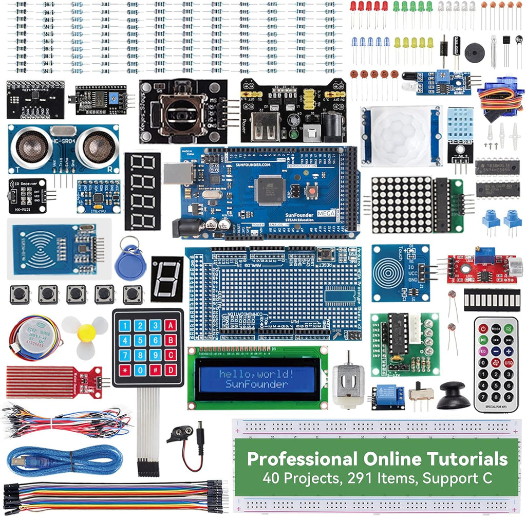 Electronics Starter Kit Compatible with Arduino Mega 2560 R3 Mega328 Nano, Pack of 2 T60319