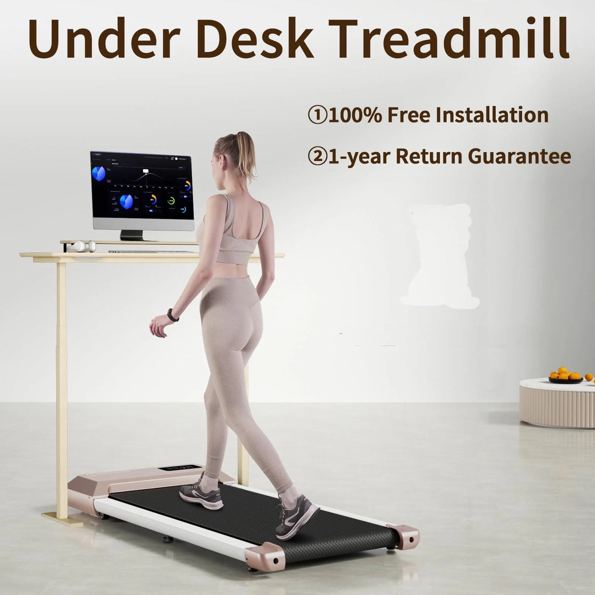 2.5Hp Ultra-Quiet Walking Pad Treadmill with Remote Control W665075