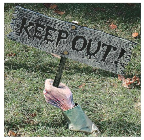 Zombie Groundbreaker Sign Decoration with Arm, Pole & Ground Stake G140085