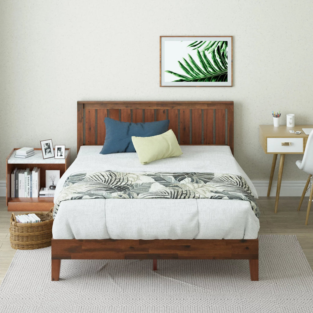 Queen Wood Platform Bed Frame with Headboard W3476