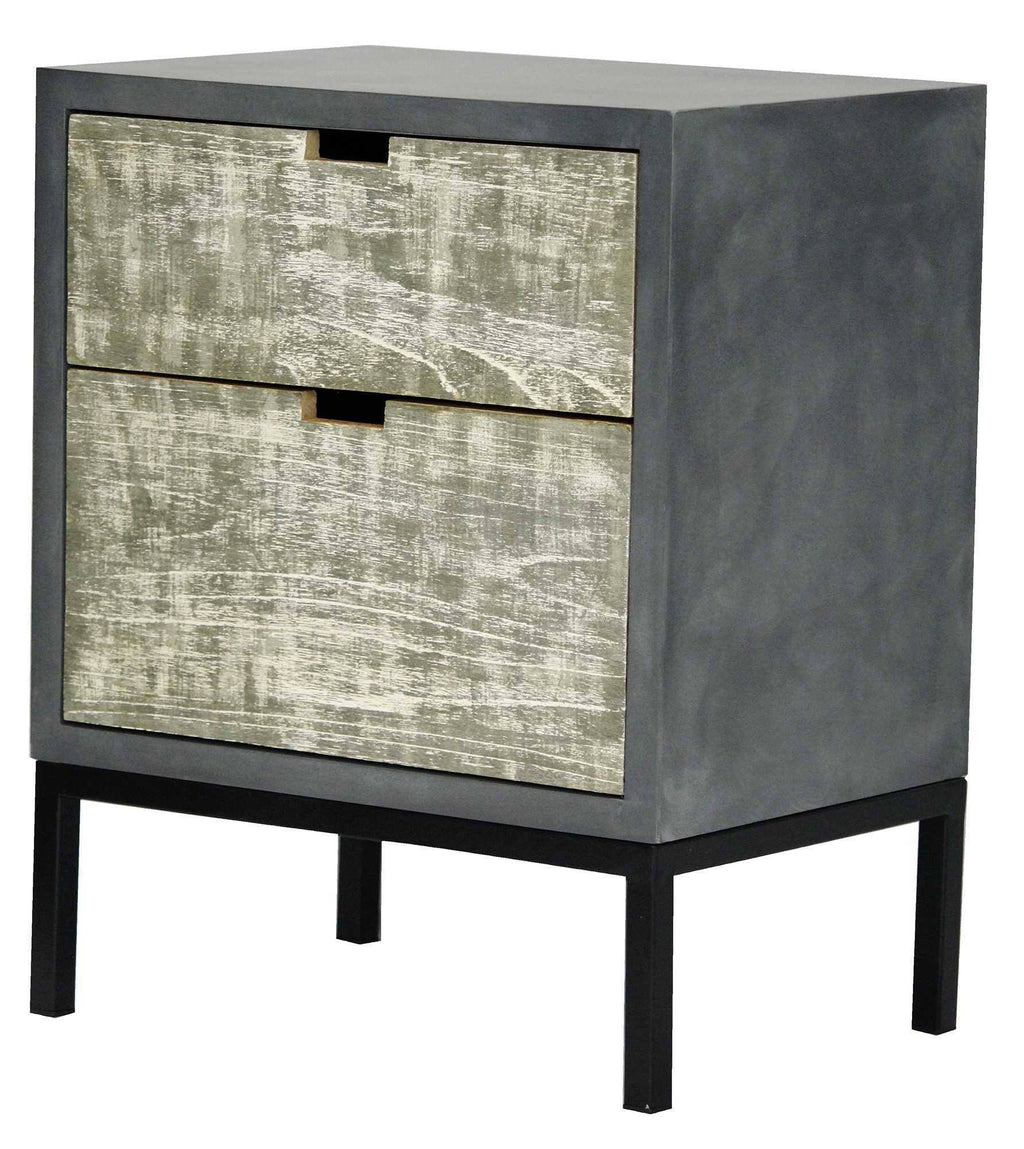 Distressed Gray Iron Accent Cabinet with 2 Wood Drawers X65545