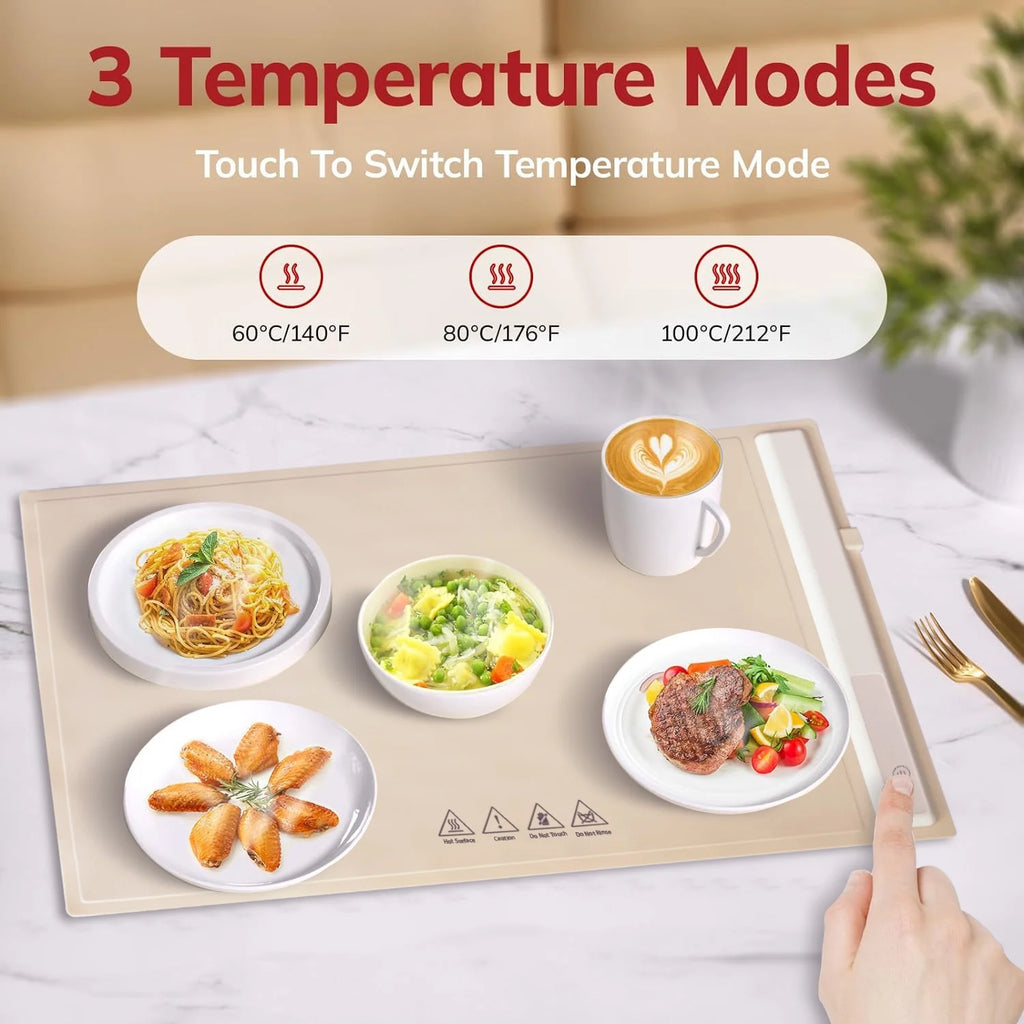 White Adjustable Temperature Foldable Electric Warming Tray R3603