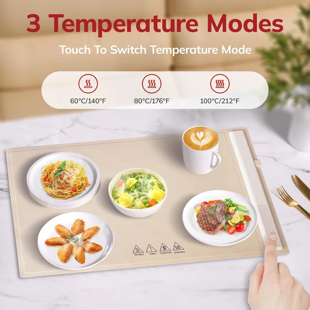 White Adjustable Temperature Foldable Electric Warming Tray R3603