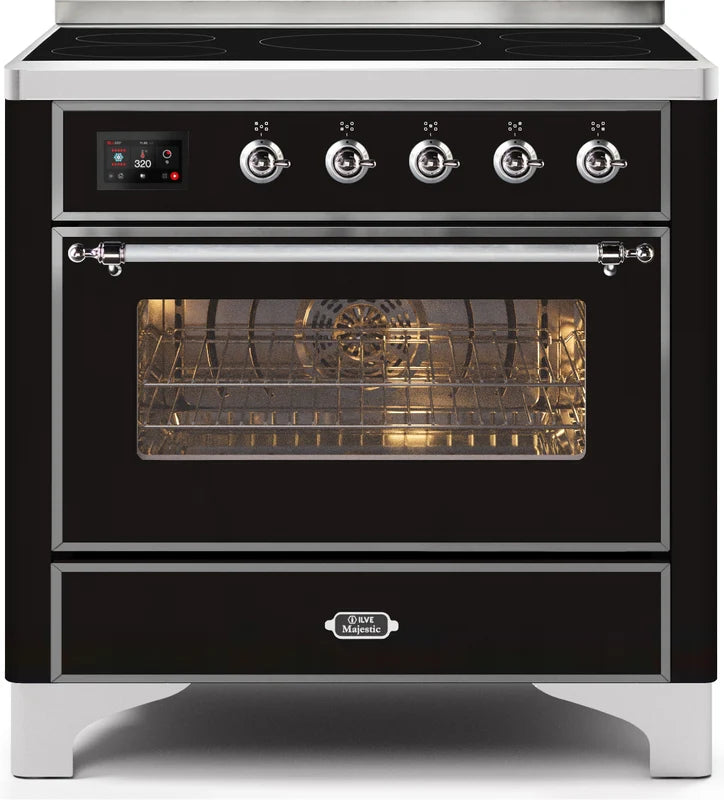 36 Induction Range with Electric Oven in Glossy Black O437