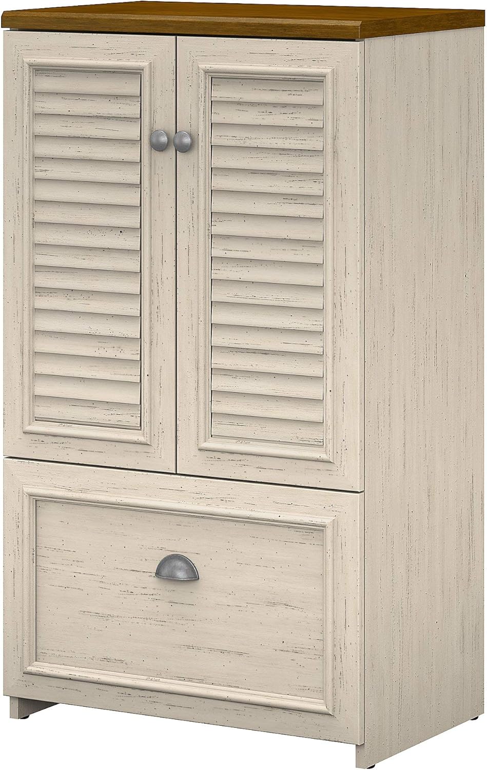 2 Door Storage Cabinet with File Drawer, Cape Cod Gray G50655